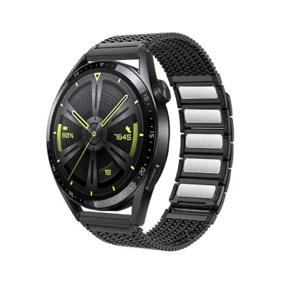 Združljiv s Huawei GT Series Titanium Gray Woven Magnetic Loop Stainless Steel Watch Band  22 mm