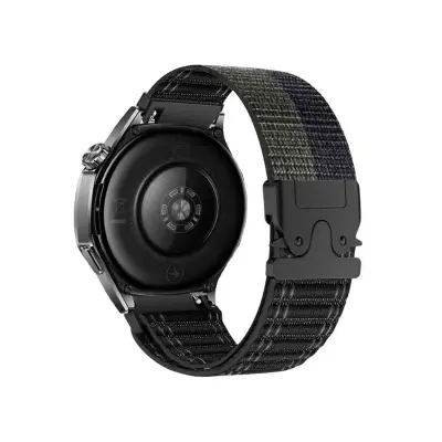 Združljiv 22 mm najlonski pleten pašček za uro z zaponko za padalo Huawei GT6 Black