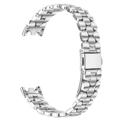 Eleganten jekleni pašček z biseri, združljiv z Xiaomi Band 8/9/10 Silver