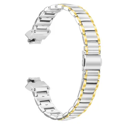 Združljiv s Fitbit Inspire/Inspire HR/Inspire 2 kovinski pašček iz nerjavečega jekla silver+gold