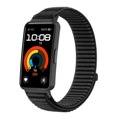 Združljiv najlonski pleten trak za Huawei Band 8/9/10 - Več barv Black