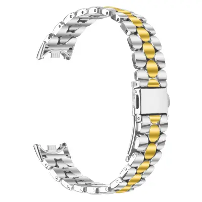 Eleganten jekleni pašček z biseri, združljiv z Xiaomi Band 8/9/10 silver+gold