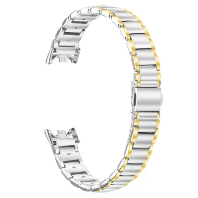 Eleganten pašček iz nerjavečega jekla, združljiv z Xiaomi Band 8/9/10 silver+gold