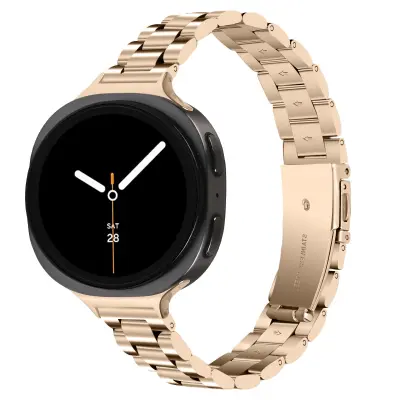 Združljiv s Samsung Galaxy Watch 8/8 Classic tanek jeklen pašček s tremi perlami Gold