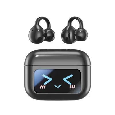 Brezžične Bluetooth slušalke z ušesno sponko in zaslonom na dotik s prevajanjem AI Black