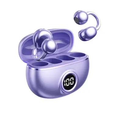 Brezžične Bluetooth slušalke z odprtim ušesom in digitalnim zaslonom Purple