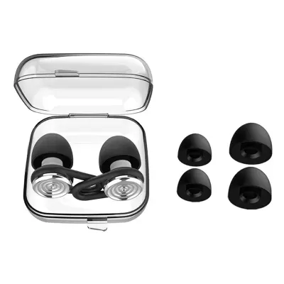 Ovalna serija D ušesnih čepkov za odpravljanje hrupa - vrhunsko udobje Black + Silver