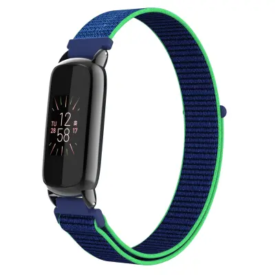 Združljiv z Fitbit Luxe - Nastavljiv športni zapestni pas iz najlona Green+Blue