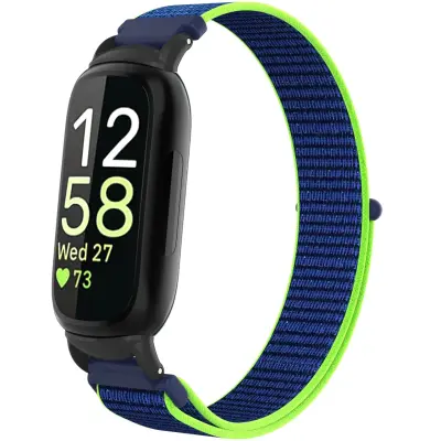 Združljiv z Fitbit Inspire 3 najlonskim paščkom z zanko - na voljo več barv Green+Blue