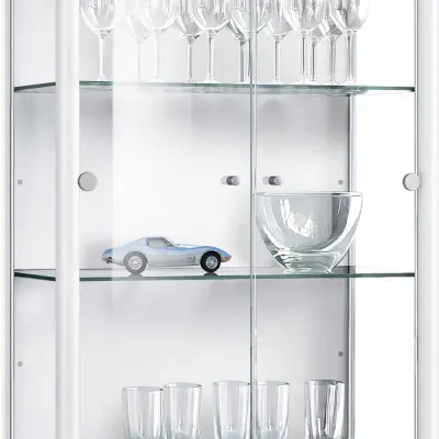 K-Möbel komplet steklenih polic 4 - steklene police za 2 VRAT, stoječo vitríno za C1084 / C1019