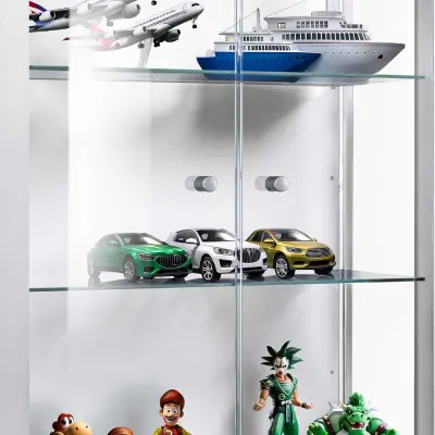 K-Möbel ESG steklene police komplet 3 - razširitveni komplet za viseče vitrine