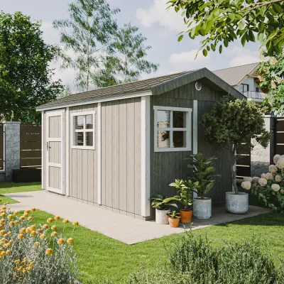 Vrtna hišica vrhunske kakovosti 8,68 m² - V252x250x412 cm - s tlemi in bitumenskimi ploščicami - TIMBELA M914