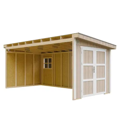 Vrtna hišica vrhunske kakovosti 11,47 m² - V231x248x530 cm - Brez tal in stranske stene - Timbela M940B-TERRA BROWN