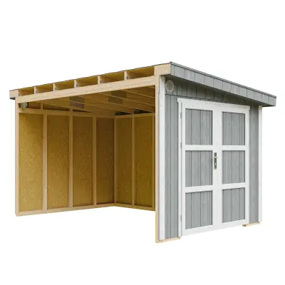 Vrtna hišica vrhunske kakovosti 8,68 m² - V231x248x412 cm - Brez tal in stranske stene - Timbela M939B-CAVERN STEEL