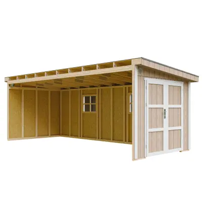 Vrtna hišica vrhunske kakovosti 14,3 m² - V231x248x648 cm - Brez tal in stranske stene - Timbela M941B-TERRA BROWN