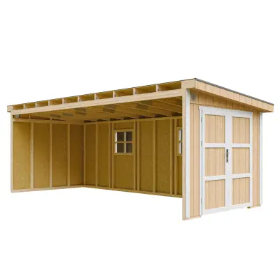 Vrtna hišica vrhunske kakovosti 14,3 m² - V231x248x648 cm - Brez tal in stranske stene - Timbela M941B-HARVEST HONEY