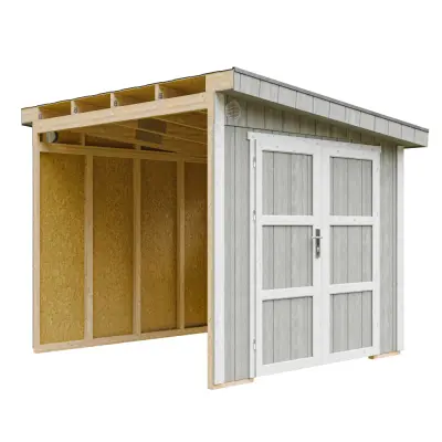 Vrtna hišica vrhunske kakovosti 5,9 m² - V231x248x294 cm - Brez tal in stranske stene - Timbela M938B-TUNDRA GREY