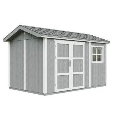 Vrtna hišica vrhunske kakovosti 8,68 m² - V252x250x412 cm - s tlemi in bitumenskimi ploščicami - TIMBELA M914A-CAVERN STEEL