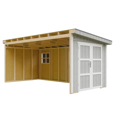 Vrtna hišica vrhunske kakovosti 11,47 m² - V231x248x530 cm - Brez tal in stranske stene - Timbela M940B-TUNDRA GREY