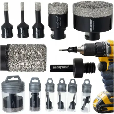 Set 6 diamantnih kronskih žag M14 za keramiko in kamen 6-68mm + adapter