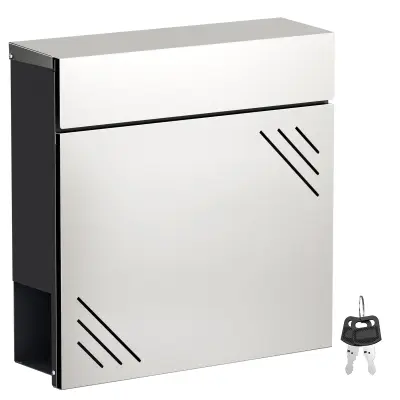 Stenski poštni nabiralnik z režo za časopis inox mehko zapiranje V63