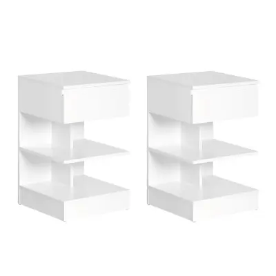 SoBuy Komplet 2 nočnih omaric z enim predalom Bela 38.99x38.99x65cm Funkcionalen FBT49-WX2