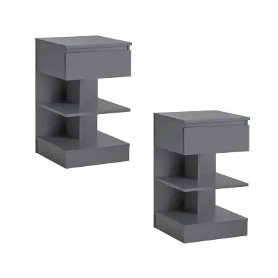 SoBuy Komplet 2 nočnih omaric z enim predalom Sivo 38.99x38.99x65cm Funkcionalen FBT49-HGX2