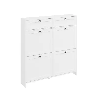 SoBuy Omara za čevlje z dvema predalom Bela 100x19x107cm Sodobno FSR208-W