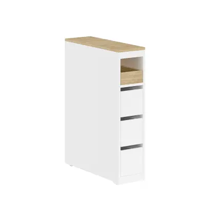 SoBuy Nizka kopalniška omara s štirimi predali Bela 20x60x82cm Sodobno BZR54-K-W