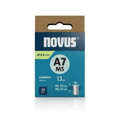 Novus Zakovične matice tip A7 M5 x 13 mm aluminij, 50 kos