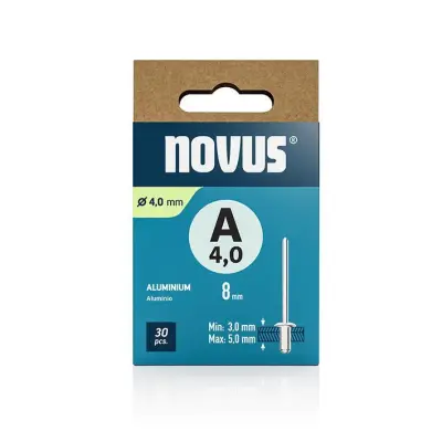 Novus Zakovice tip A 4 x 8 mm, aluminij 30 kos
