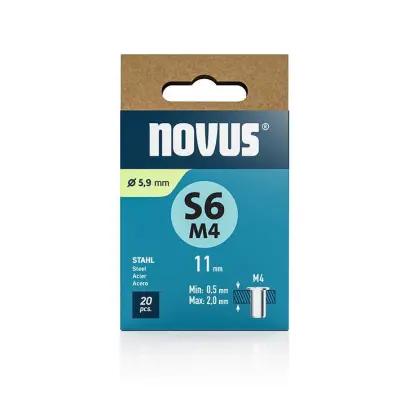 Novus Zakovične matice tip S6 M4 x 11 mm jeklo, 20 kos