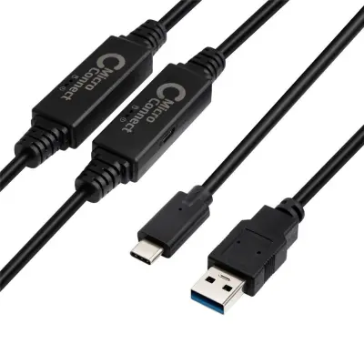 MicroConnect Kabel USB C-A 3.2, 10m, črn Gen 1x1, 5Gbps, 5V/1.5A