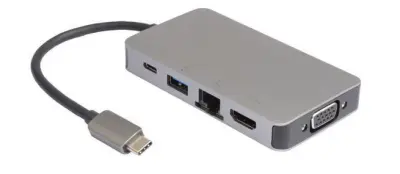MicroConnect USB-C hub razdelilnik, 6-v-1 USB-C, 2x USB3.0 A, RJ45, HDMI, VGA