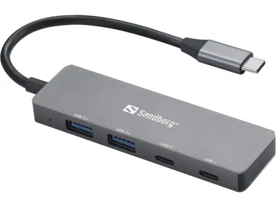 Sandberg USB-C hub razdelilnik, 4-v-1 2x USB-A, 2x USB-C