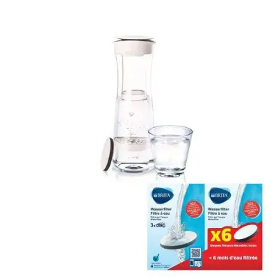 Vodna filtrska karafa in steklenica Brita z 6+7 MicroDisc filtri, 2,4 l, siva