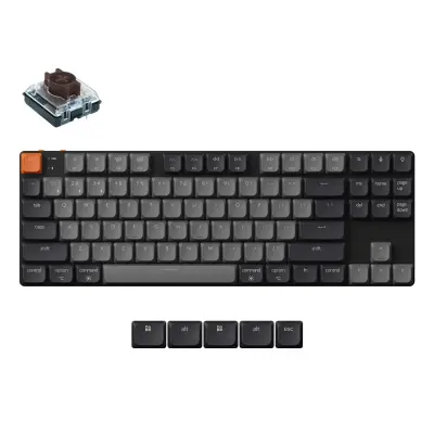Keychron K1 QMK Brezžična mehanska tipkovnica (različica 6) / Bela LED / Nizkoprofilni 2.0 mehanski / Rjava / K1X-A3