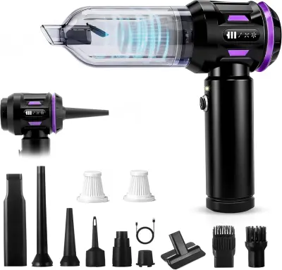 Brezžični ročni sesalnik Nettlife 17000PA - Zmogljiv 4-v-1 mini avtomobilski sesalnik - 3-stopenjski brezkrtačni motor