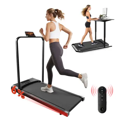 NETTLIFE Zložljiva in tiha tekalna steza - mini tekalna steza s hitrostjo od 1 do 6 km/h - motor z močjo 2,0 KM, LED zaslon in daljinski upravljalni