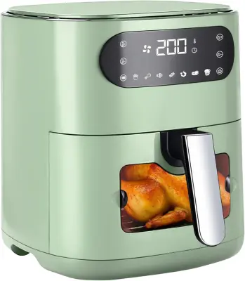 Cvrtnik Nettlife 6L, enojna košara, okno za ogled, 7 programov kuhanja, tih (zelen)