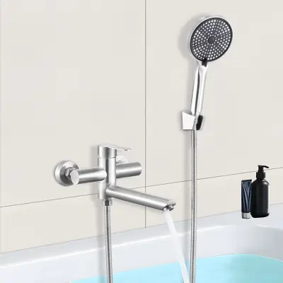 Nettlife tuš komplet, pipa za kad s 3-funkcijskim ročnim tušem, nikelj