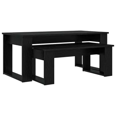 vidaXL Set kavno mizico 2 pcs Črna Orehovina Konstruiran les