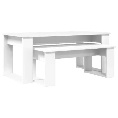 vidaXL Set kavno mizico 2 pcs Bela Konstruiran les