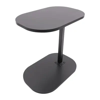 C-oblikovana stranska miza, nastavljiva višina, oblikovanje za varčevanje s prostorom -Črna