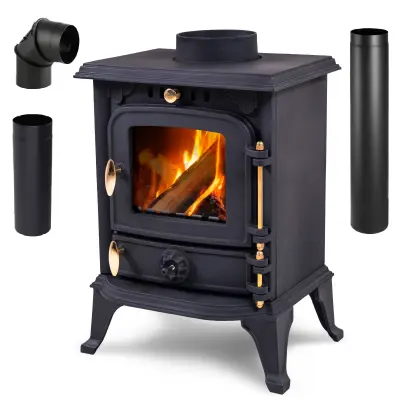 Kamin peč – litoželezna peč s kompletom cevi, ECODESIGN, A energijski razred THUNDER® DIANA 4,5 kW