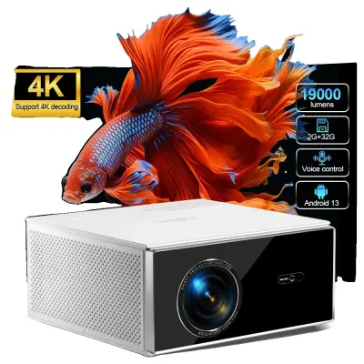 1080P Projektor, 19000 Lumenov Svetlosti, Avtomatska Korekcija Trapeza, Bluetooth Združljiv -Različica Android