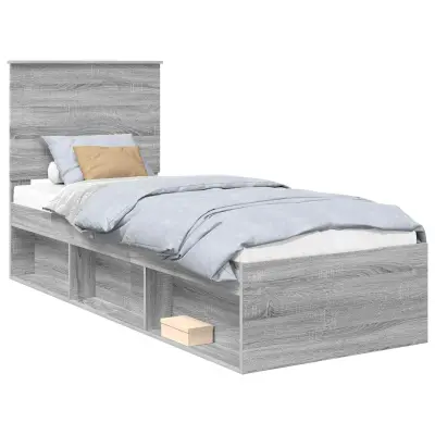 vidaXL Konstrukcija postelje z vzglavjem Siva Sonoma 75 x 190 cm
