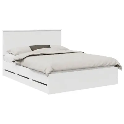 vidaXL Konstrukcija postelje Bela 150 x 200 cm Inženirsko leseno
