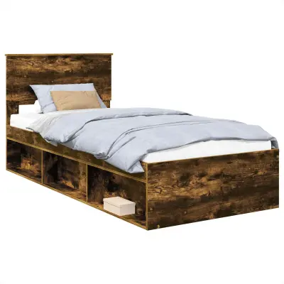 vidaXL Konstrukcija postelje Dimljeni oreh 75 x 190 cm Konstruiran les