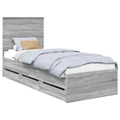 vidaXL Konstrukcija postelje Siva Sonoma 75 x 190 cm Inženirsko leseno